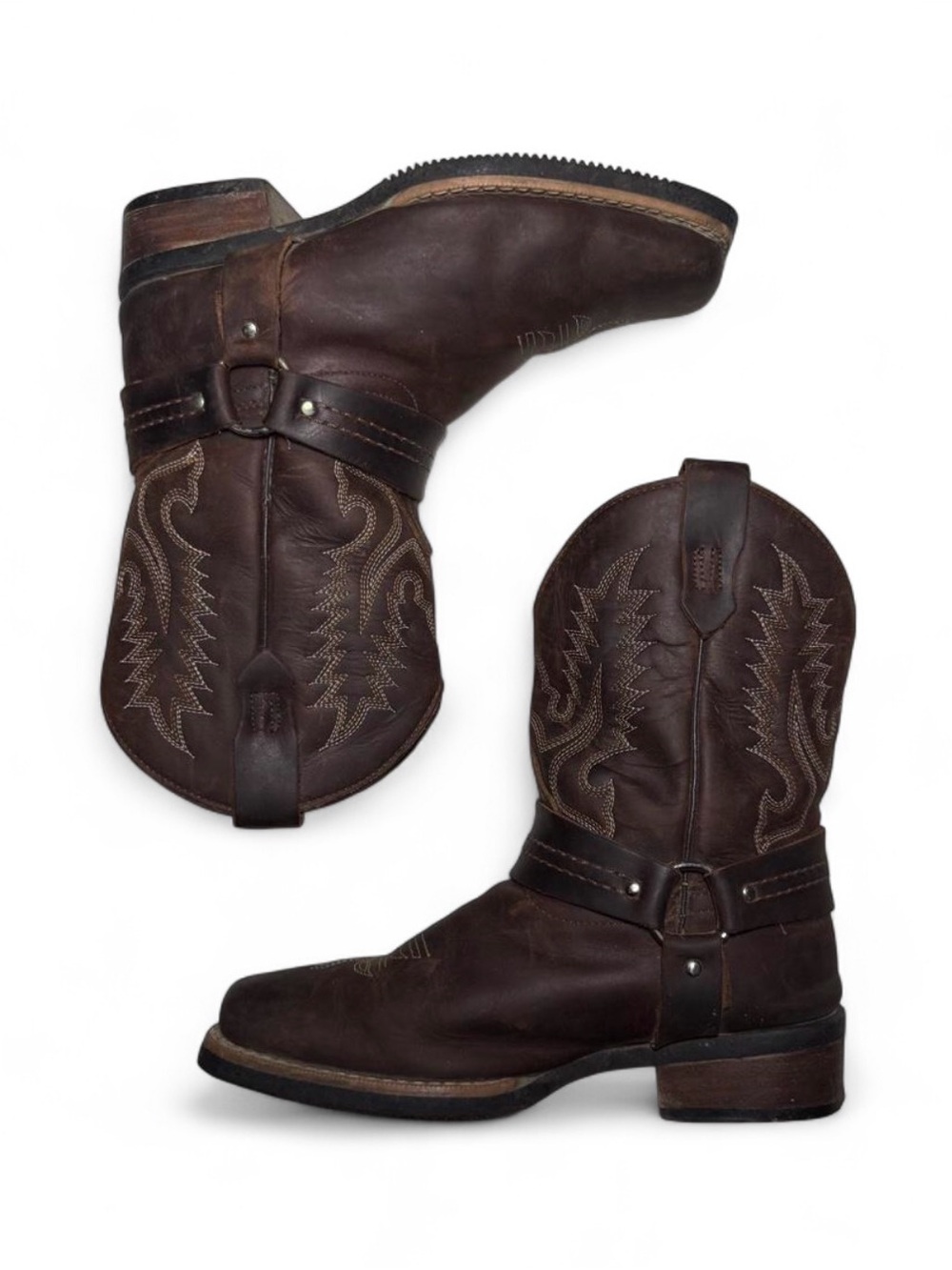 VTG Durango Brown Leather Western Cowboy Boots Square Toe Cowgirl Women’s Sz 6